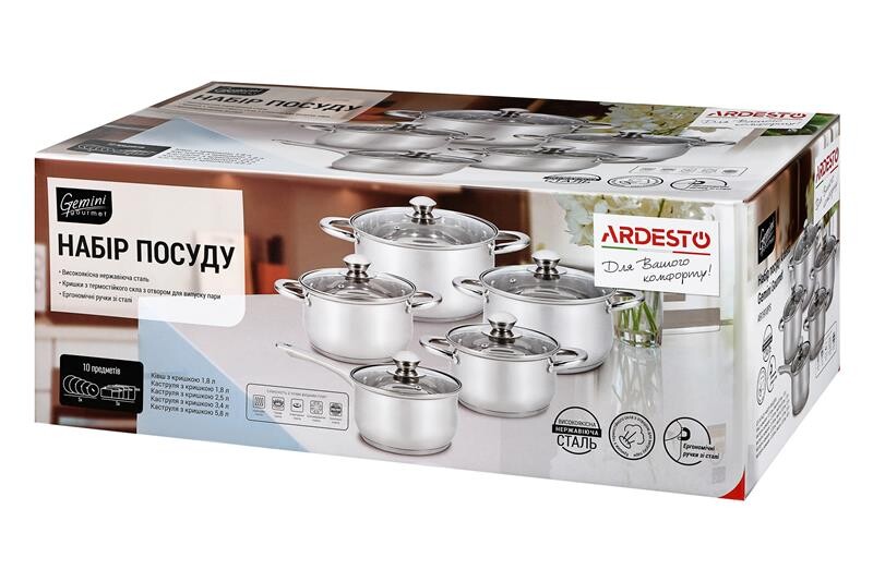 Набор кастрюль Ardesto Gemini Gourmet AR1910PS (10 предметов)