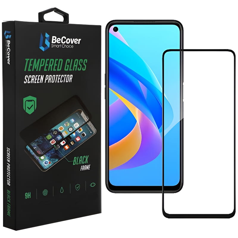 Защитное стекло BeCover для Oppo A76 Black (707604)