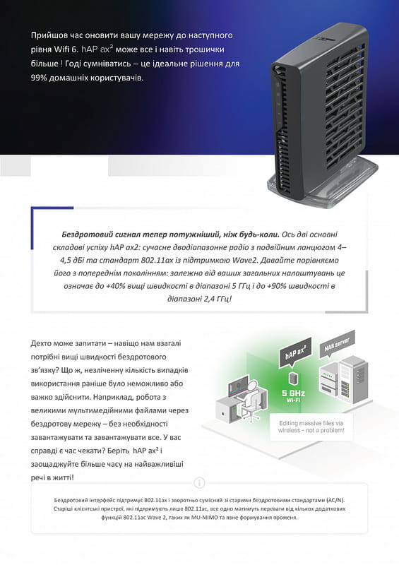 Беспроводной маршрутизатор MikroTik hAP AX2 (C52iG-5HaxD2HaxD-TC)