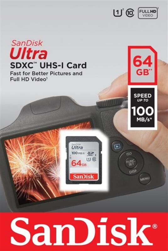 Карта памяти SDHC  64GB UHS-I Class 10 SanDisk Ultra (SDSDUNR-064G-GN3IN)