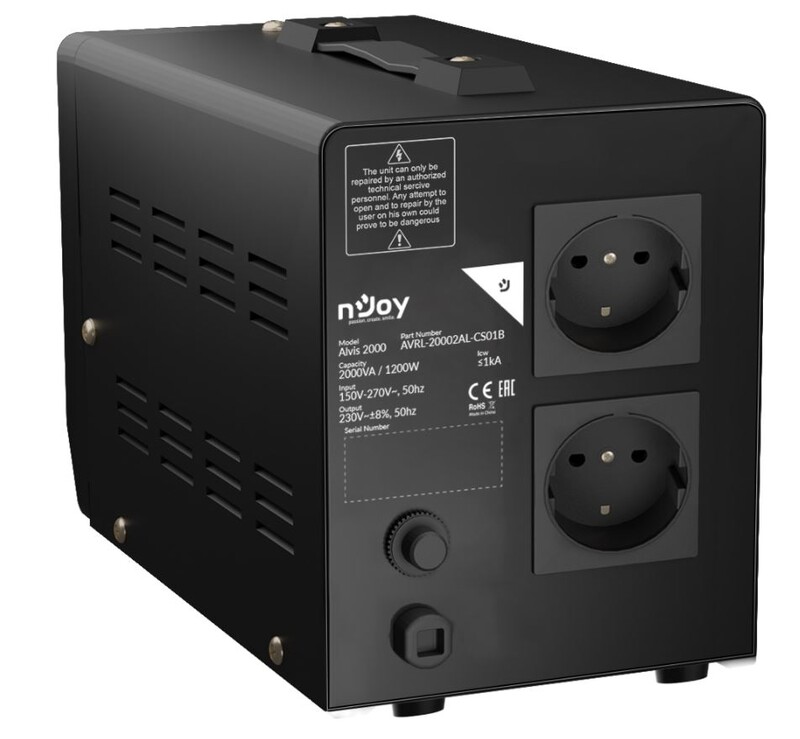 Стабілізатор Njoy Alvis 2000 (AVRL-20002AL-CS01B) AVR, 2 розетки
