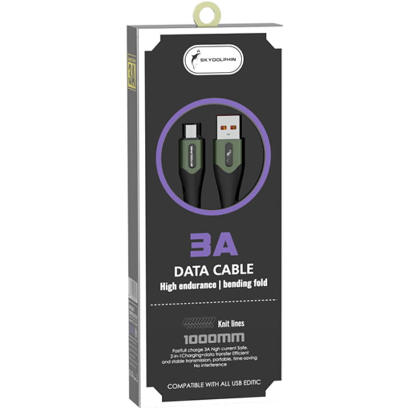 Кабель SkyDolphin S01V USB - micro USB (M/M) 1 м, Dark Green (USB-000584)