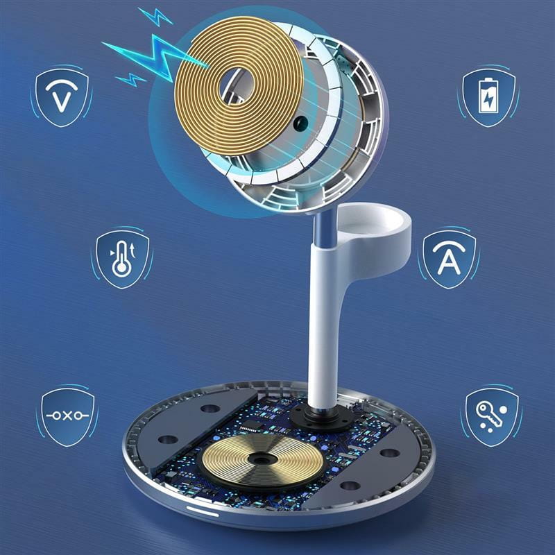 Магнитное беспроводное зарядное устройство Choetech T586-F 3in1 Magnetic wireless charger station for iPhone