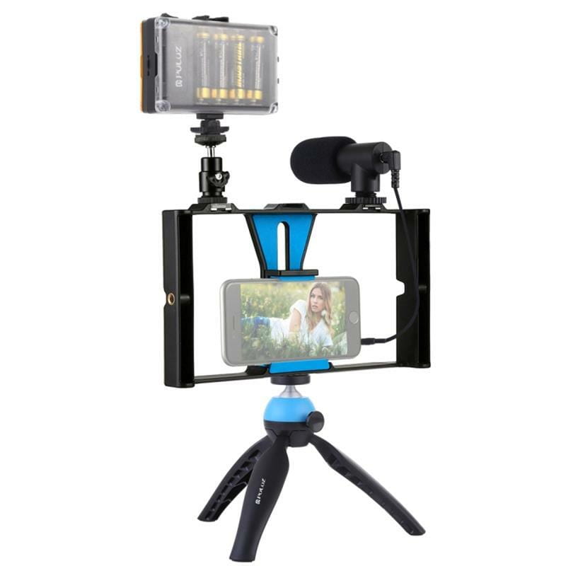 Комплект блогера Puluz PKT3023 4в1 (постоянный свет, штативное крепление, держатель для телефона, микрофон)