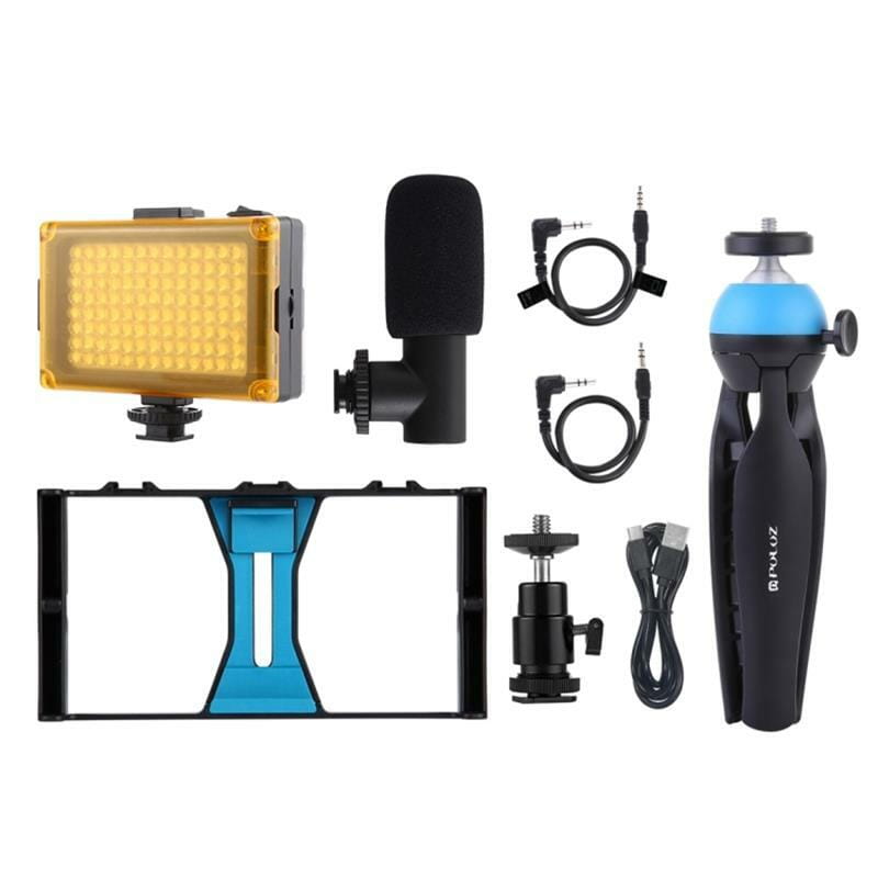 Комплект блогера Puluz PKT3023 4в1 (постоянный свет, штативное крепление, держатель для телефона, микрофон)