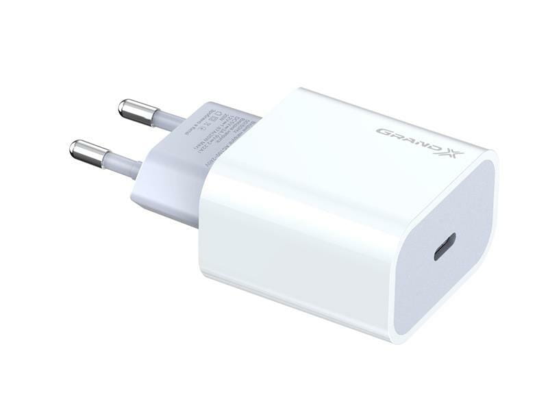 Сетевое зарядное устройство Grand-X (1xUSB-C 20W) QC4.0, PD 3.0, FCP, AFC White (CH-770)