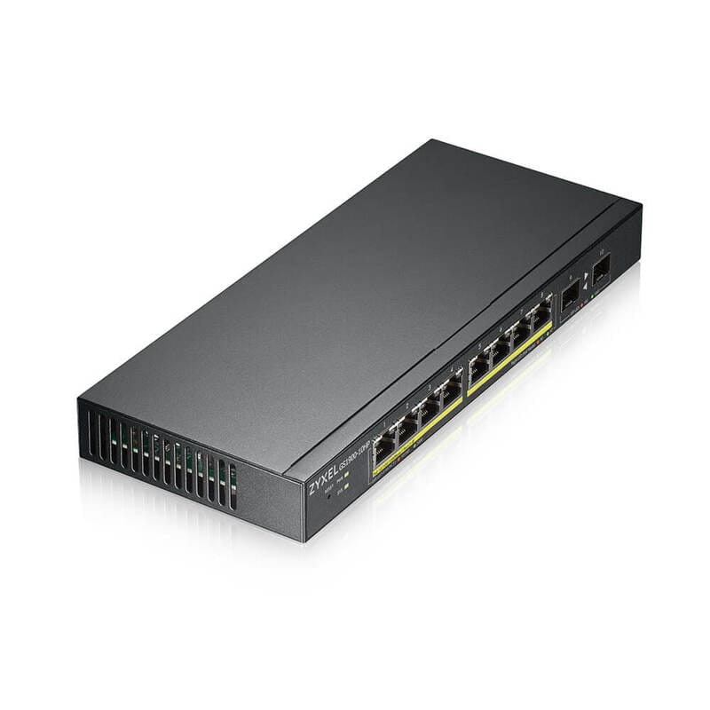 Коммутатор ZYXEL GS1900-10HP (GS1900-10HP-EU0102F) (8xGE PoE, 2хSFP, POE 77W, WebSmart)