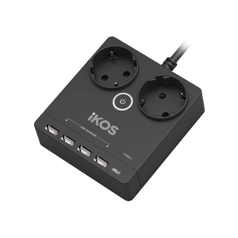 Сетевой фильтр-удлинитель IKOS F25S-CU Black (0006-CEF)