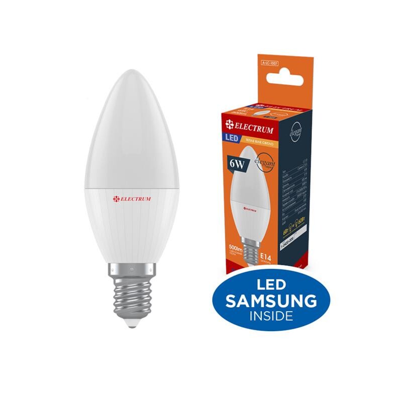 Лампа светодиодная свеча Electrum 6W E14 3000K (A-LC-1007)
