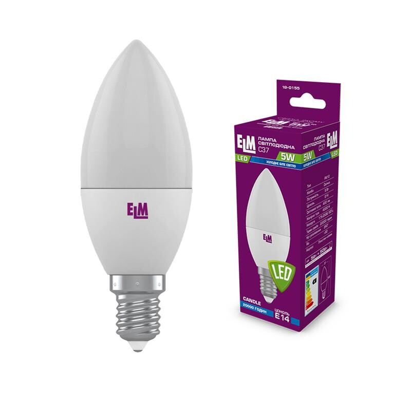 Лампа світлодіодна свічка ELM 5W E14 4000K (18-0155)
