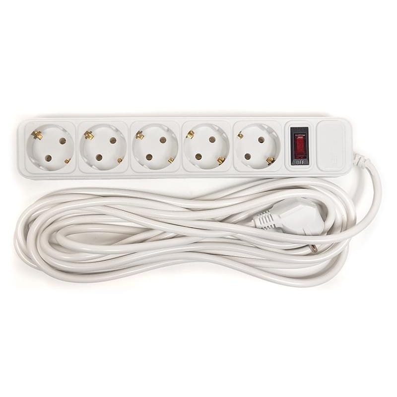 Фільтр живлення PowerPlant JY-1056/5 (PPSA10M50S5) 5 розеток, 5 м, білий