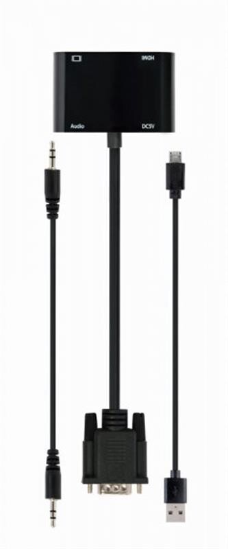 Адаптер Cablexpert VGA - HDMI+VGA (M/F), 0.15 м, Black (A-VGA-HDMI-02)