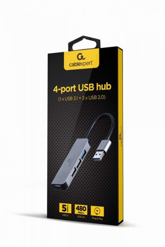USB-хаб Cablexpert 4 ports Grey (UHB-U3P1U2P3-01)