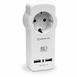 Сетевое зарядное устройство с розеткой REAL-EL CS-30 (2USB, 3.1A) White