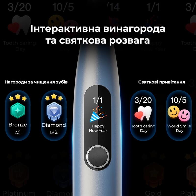 Умная зубная электрощетка Oclean X Pro Digital Electric Toothbrush Glamour Silver (6970810552560)