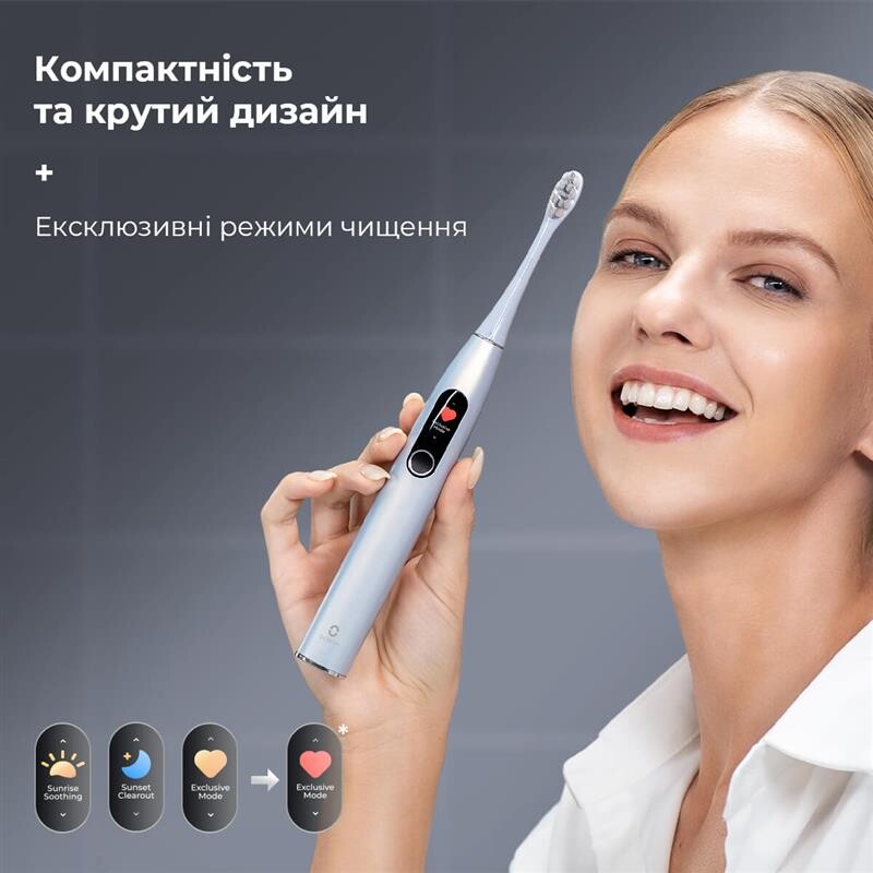 Умная зубная электрощетка Oclean X Pro Digital Electric Toothbrush Glamour Silver (6970810552560)