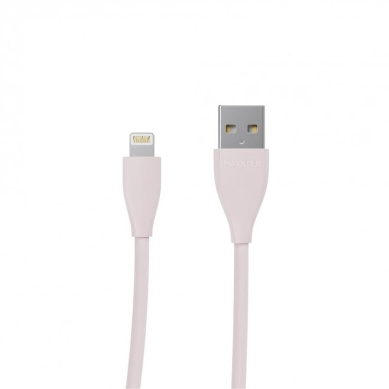 Кабель Maxxter USB-Lightning 1м розовый премиум (UB-L-USB-01GP)