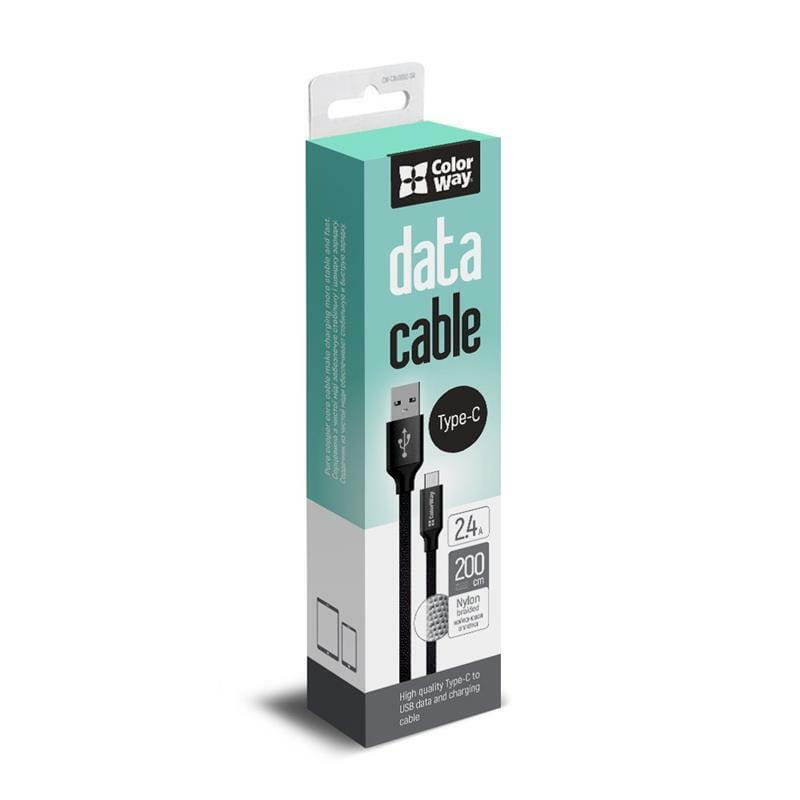 Кабель ColorWay USB - USB-C (M/M), 2 м Black (CW-CBUC008-BK)