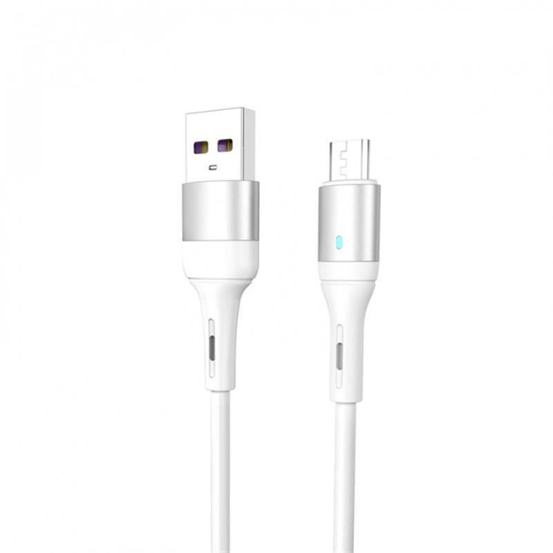 Кабель SkyDolphin S06V LED Smart Power USB - microUSB (M/M) 1 м, White (USB-000558)