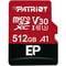 Фото - Карта памяти MicroSDXC 512GB UHS-I/U3 Class 10 Patriot EP A1 R90/W80MB/s + SD-adapter (PEF512GEP31MCX) | click.ua