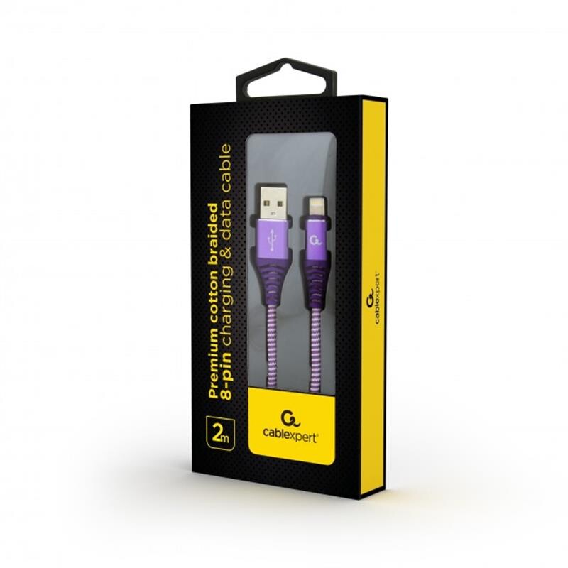 Кабель Cablexpert USB - Lightning (M/M), премиум, 2 м, фиолетовый (CC-USB2B-AMLM-2M-PW)