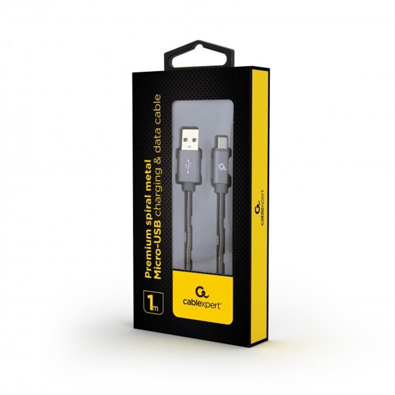 Кабель Cablexpert USB - micro USB V 2.0 (M/M), премиум, 1 м, серый (CC-USB2S-AMmBM-1M-BG)
