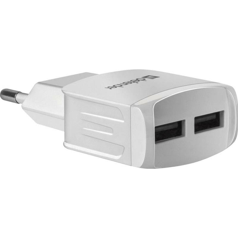 Мережевий зарядний пристрій Defender UPA-22 (2xUSB 2.1А) White (83580)