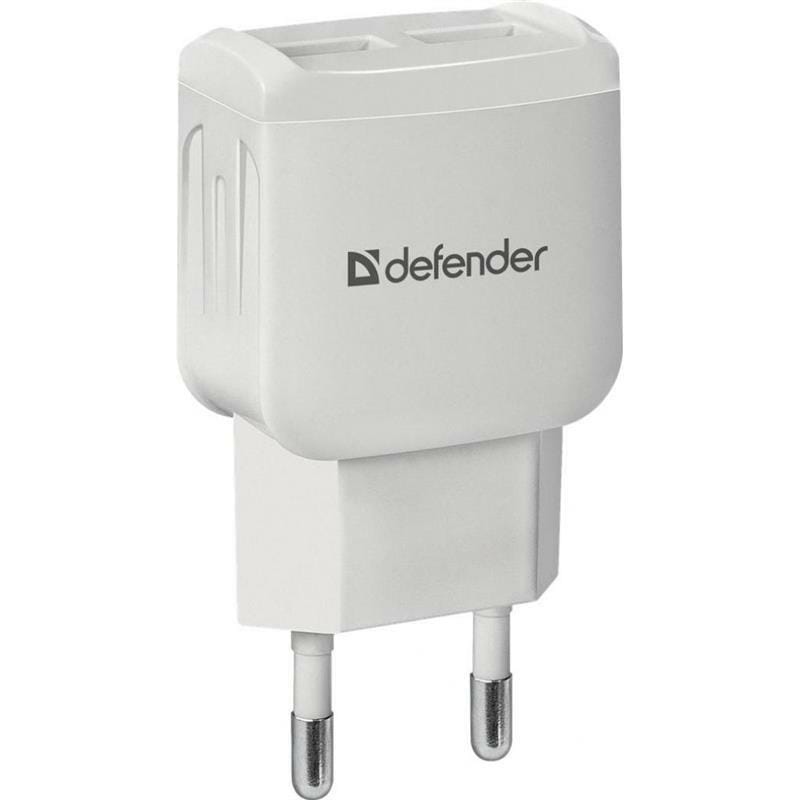 Мережевий зарядний пристрій Defender UPA-22 (2xUSB 2.1А) White (83580)