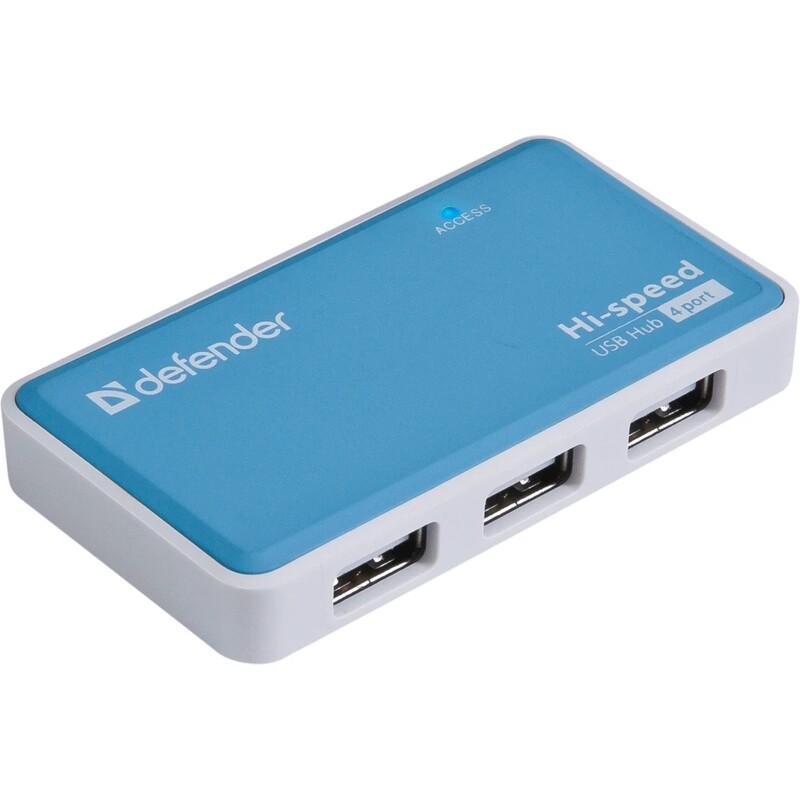 Концентратор USB2.0 Defender Quadro Power Blue (83503) 4хUSB2.0 + бж