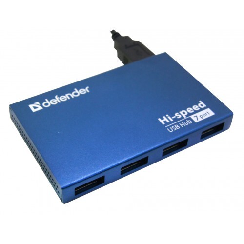 Концентратор USB2.0 Defender Septima Slim Blue (83505) 7хUSB2.0 + бж