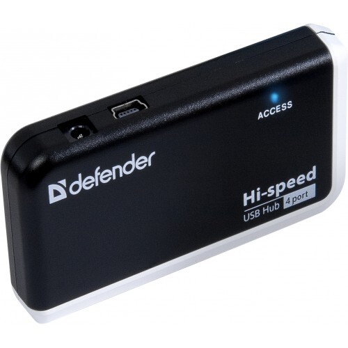 Концентратор USB2.0 Defender Quadro Infix, Black/White (83504) 4хUSB2.0