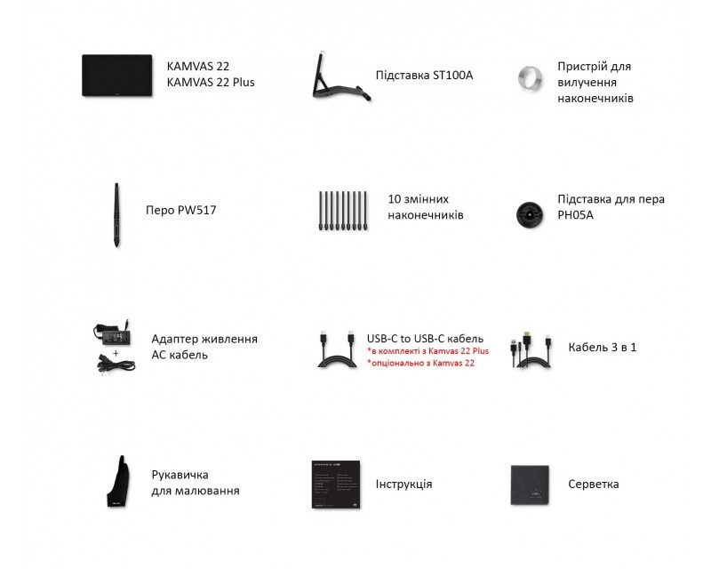 Графічний монітор Huion Kamvas 22 Plus + рукавичка
