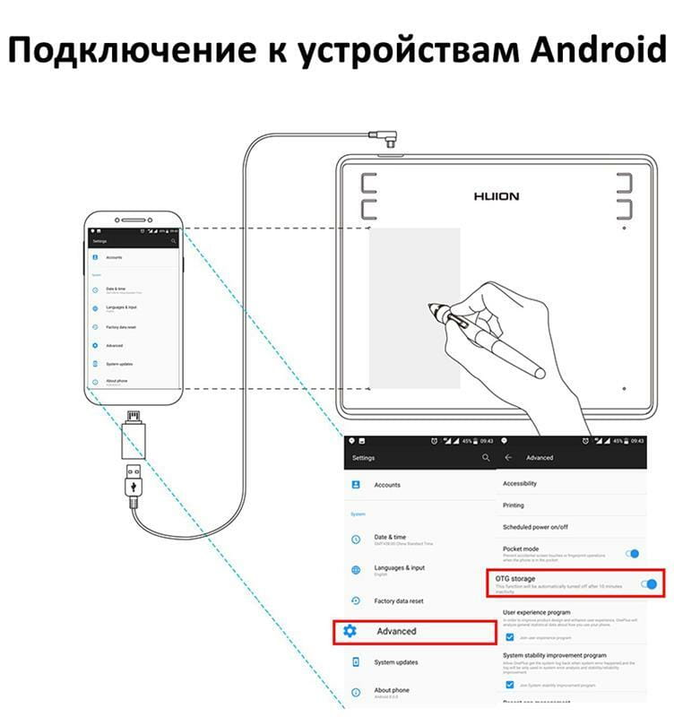 Графічний планшет Huion HS64 + рукавичка