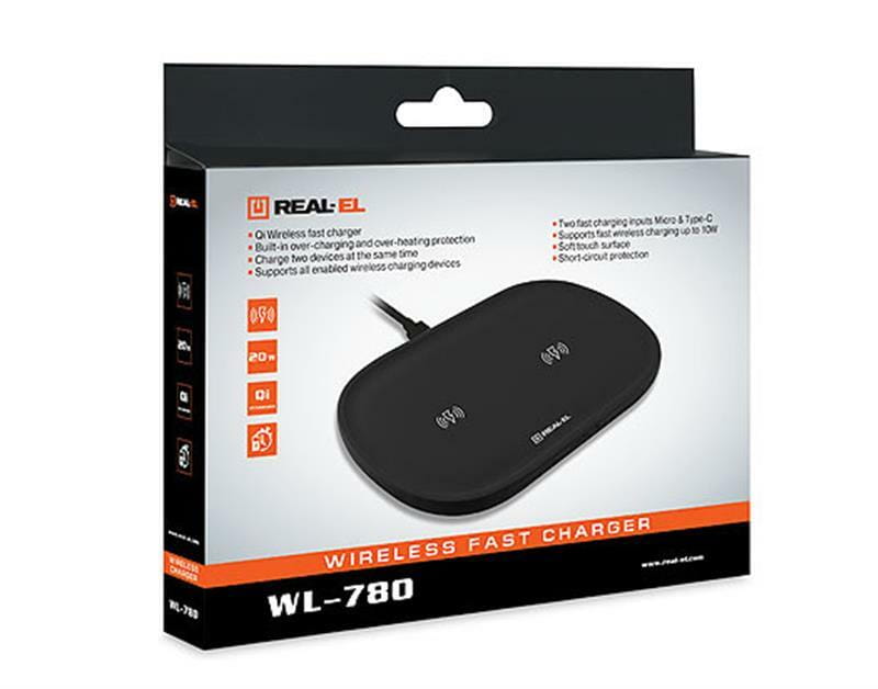 Беспроводное зарядное устройство REAL-EL WL-780 3A 20W Black