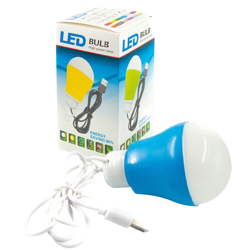 USB-світильник з LED-лампочкою Dengos, шнур ~1м, 5V, 5W, Blue (LED-BULB-5V5W-BLUE)