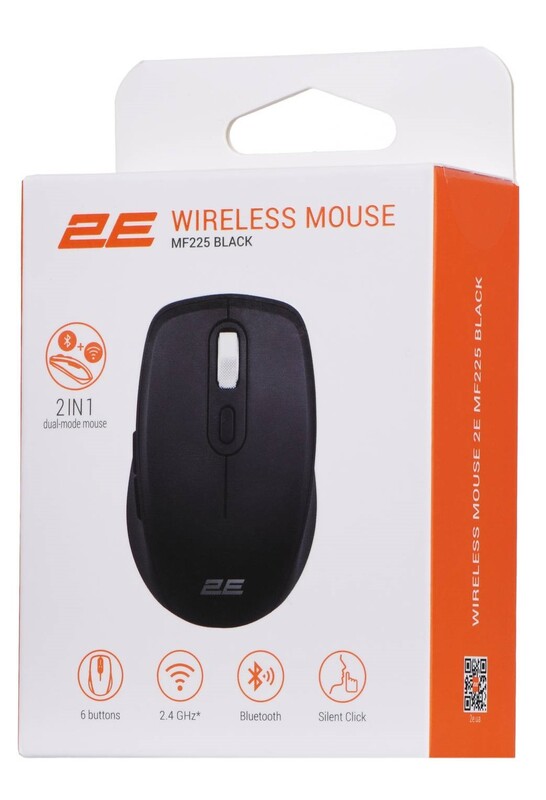 Мышь беспроводная 2E MF225 Silent WL BT Black (2E-MF225WBK)