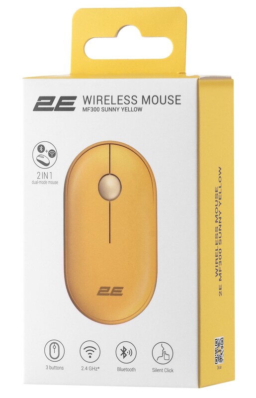 Мышь беспроводная 2E MF300 Silent WL BT Sunny yellow (2E-MF300WYW)