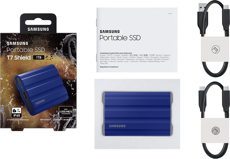 Накопичувач зовнішній SSD 1TB Samsung T7 Shield Blue (MU-PE1T0R/EU)