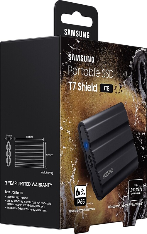 Накопичувач зовнішній SSD 1TB Samsung T7 Shield Black (MU-PE1T0S/EU)