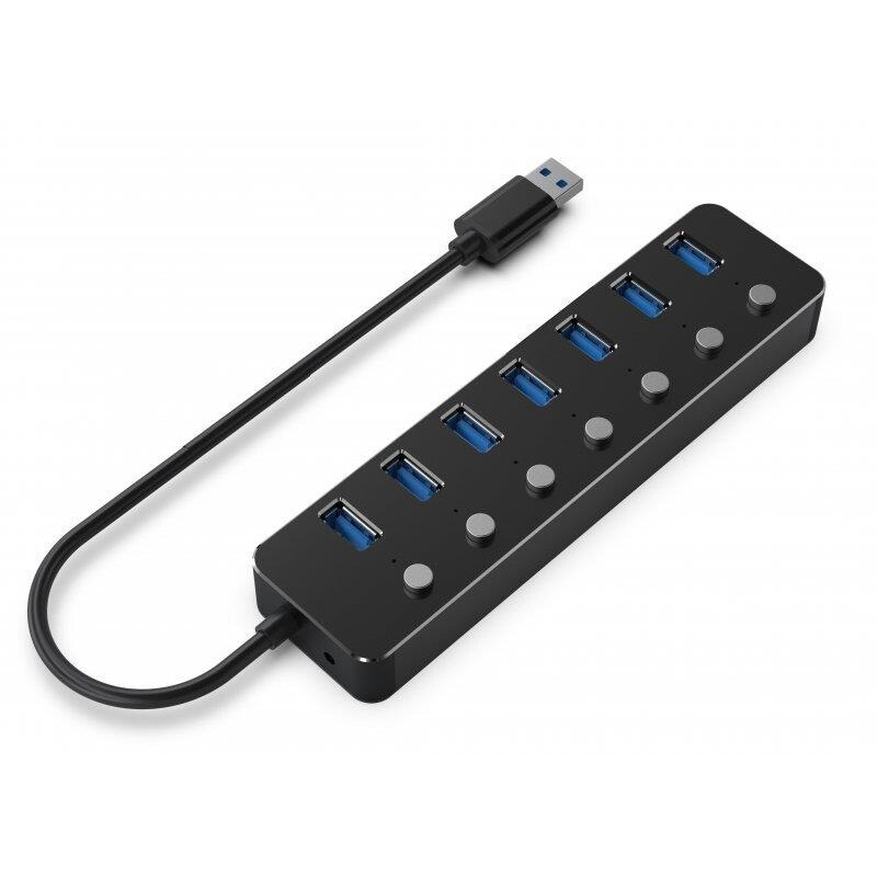 USB-хаб Gembird 7 ports Black (UHB-U3P7P-01) з вимикачами