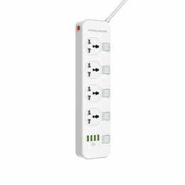 Фільтр живлення ProLogix Premium (PR-SC4408W) 2.5 кВт, 4 розетки, 4 USB, 2 м, з вимикачами, білий