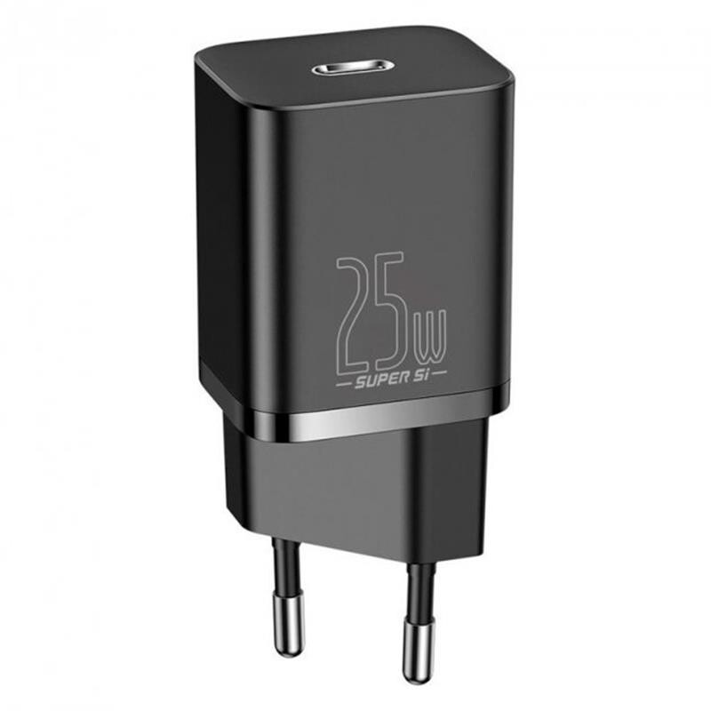 Сетевое зарядное устройство Baseus Super Si Quick Charger 1C (1USB-C) 25W Black (TZCCSUP-L01) + кабель Type-C