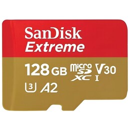Карта памяти MicroSDXC 128GB C10 UHS-I SanDisk Extreme V30 U3 R190/W90MB/s + SD (SDSQXAA-128G-GN6MA)